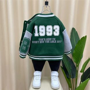 男童夹棉外套秋冬新款帅宝宝洋气儿童夹棉加厚保暖棒球服夹克深秋