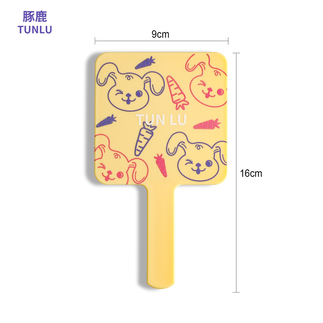 TUNLU/豚鹿可爱便携手持镜黄色方形护肤镜个性随时镜手柄化妆镜