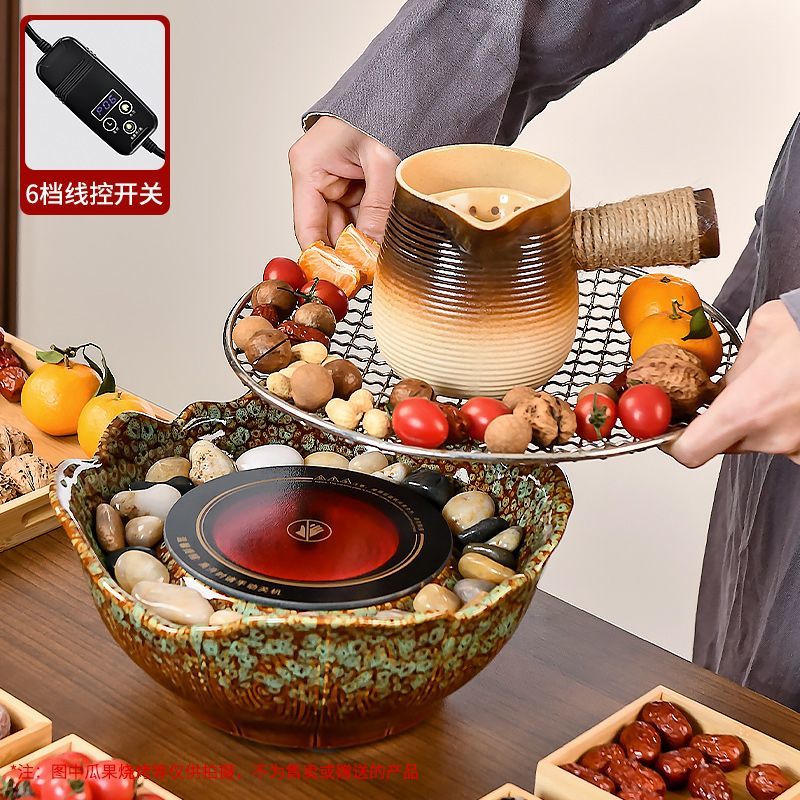 围炉煮茶家用器具冬日室内烤茶炉罐罐烤奶罐大容量玻璃煮茶壶套装