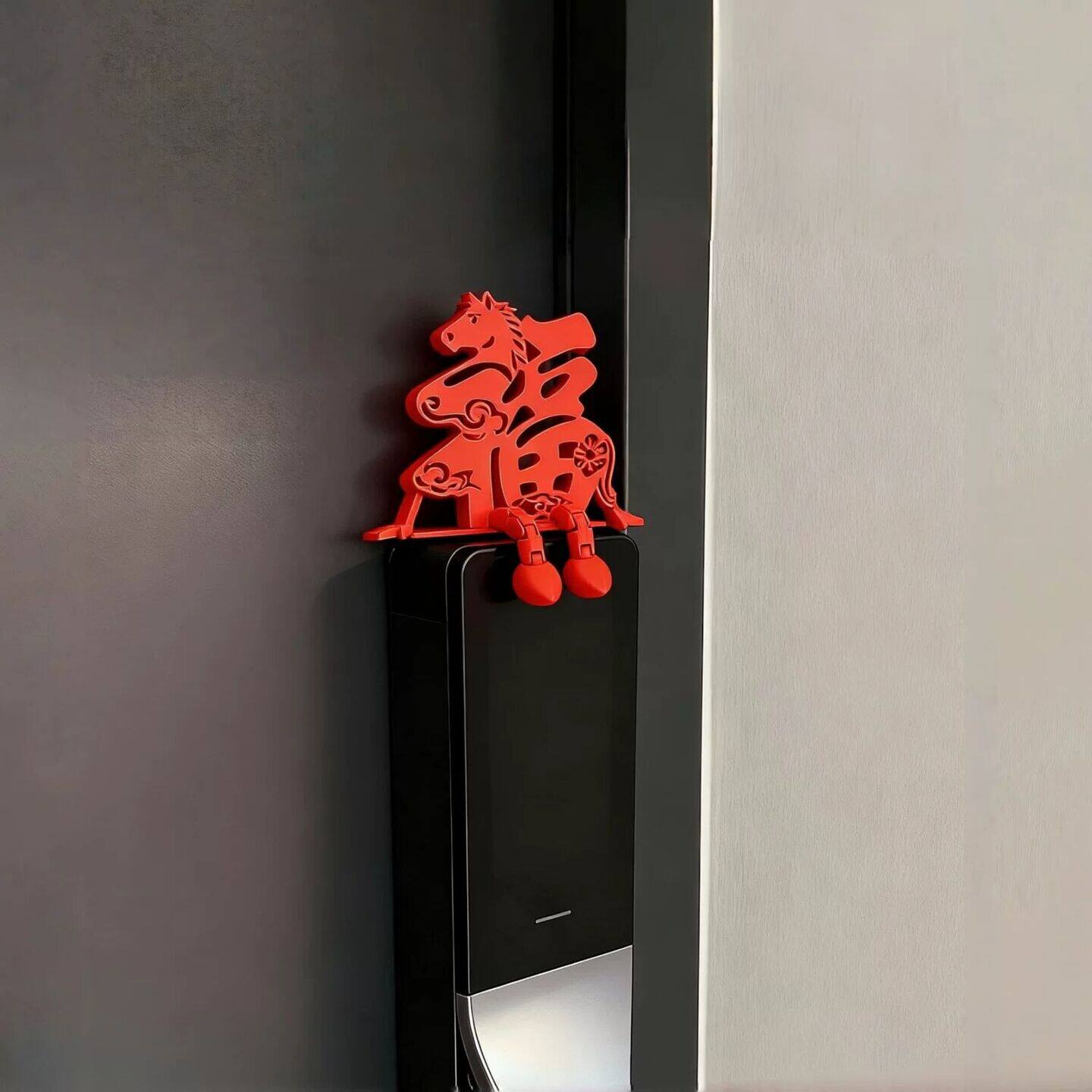 小马福字摆件新年装饰智能门锁装饰2026马年春节过年家居氛围装饰