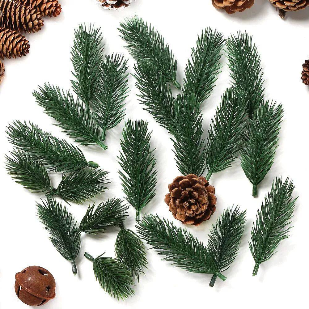 20Pcs Artificial Pine Needles Fake Plant for Christmas Decor