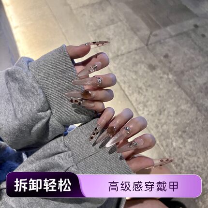 “辣妹豹纹” CHUN纯手工穿戴甲k9钻秋冬新款仙女高级氛围感猫眼