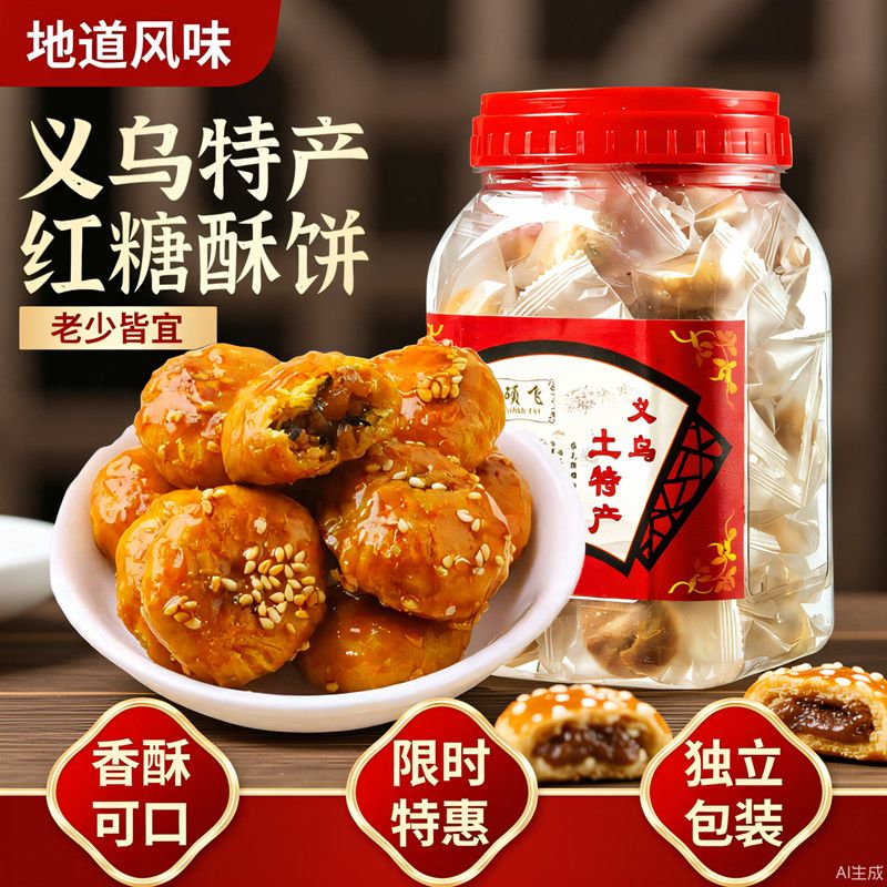 红糖酥饼义乌正宗梅干菜金华烧饼特产糕点心休闲办公零食解馋小吃
