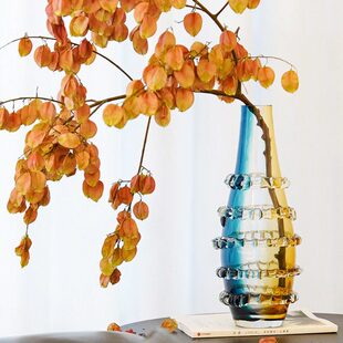 高档轻奢艺术琉璃花瓶摆件现代客厅样板间玄关可水培插花花器装 饰