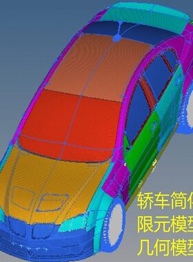 轿车汽车整车CAE有限元模型CAD三维几何数模座椅Ansys车身Nastran