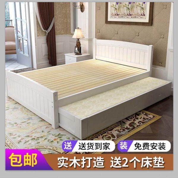 香港包郵白色抽屉床儿童床高低床带拖床松木实木15米拖床气箱储物,住宅家具,实木床,淘宝优惠券,粉丝福利购,淘宝优惠卷