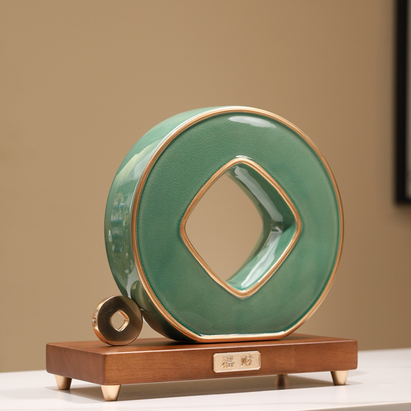 新中式国风铜钱摆件寓意财源广y进送老板领导办公室前台高档装饰