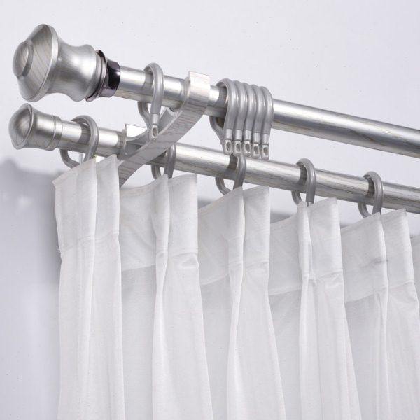 罗马杆全套铝合金侧装打孔式挂钩环加厚单杆双杆窗帘杆一整套轨道