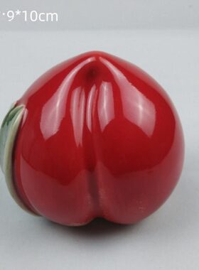 寿桃陶瓷工艺品摆件 石湾公仔 家居饰品客厅桌面摆设送礼红桃子