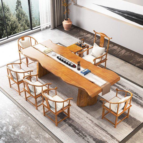 实木茶桌家用大板禅意新中式原木功夫茶泡茶桌3米自然边茶台全套,商业/办公家具,茶台/茶桌,淘宝优惠券,粉丝福利购,淘宝优惠卷