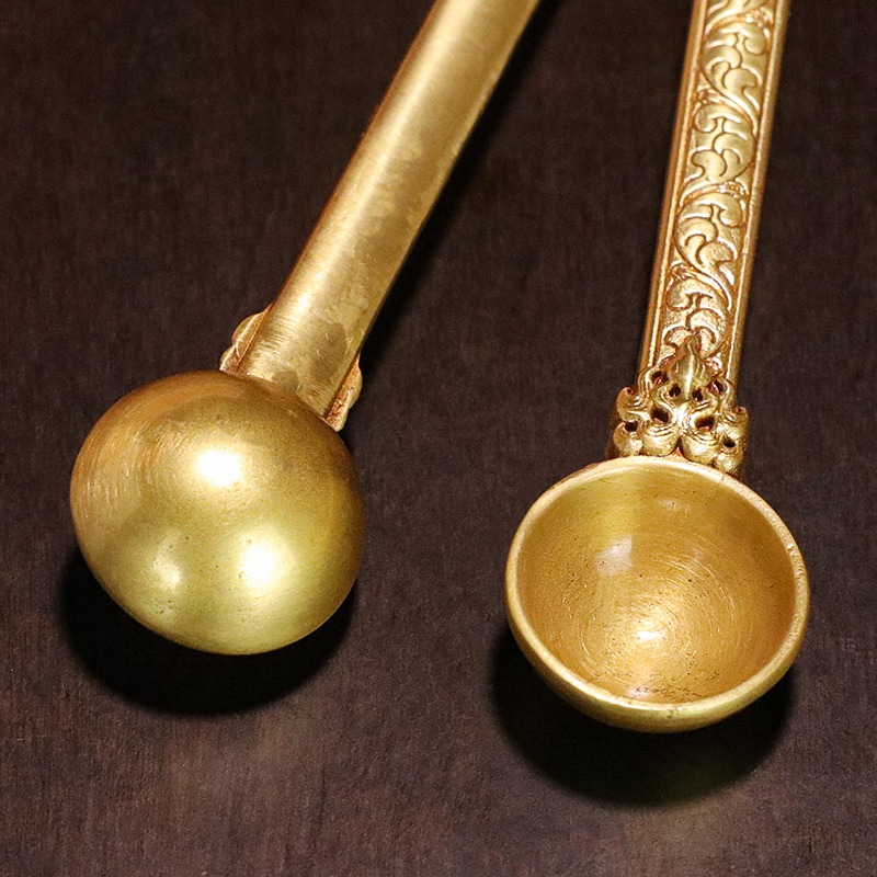 慧宝甘露勺烟供勺火供勺水供勺薰香勺西藏K密宗供煨桑炉黄铜金刚