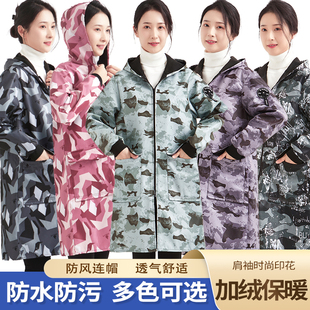 2023新款罩衣女大人冬季干活厨房防水长袖围裙男款工作服加绒外穿