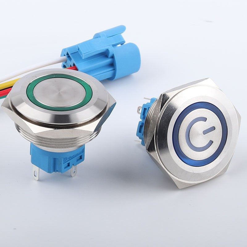 30mm金属按钮开关带灯/自锁式/自复式5V12V2M4V220V红黄蓝绿白五