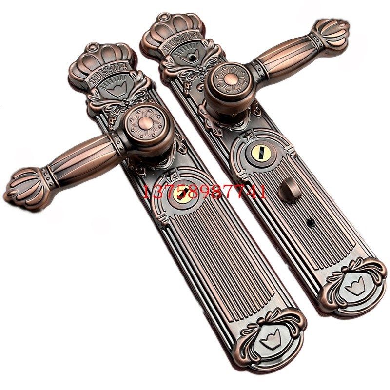 不锈钢多功能防盗门把手豪华别墅家用防盗拉手双开入户大门锁加厚