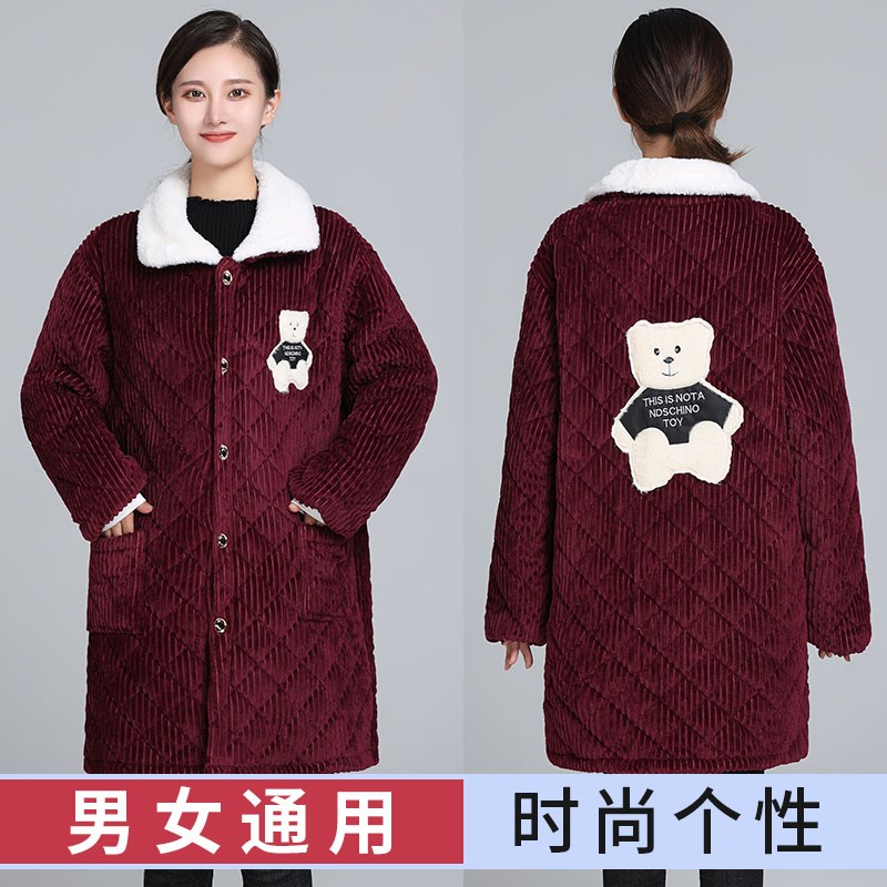 加绒罩衣大人女冬季厨房家用长袖加厚围裙男士O保暖防脏棉衣工作