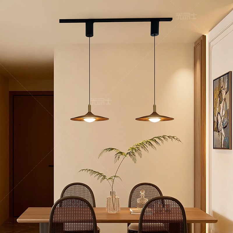 光品士中古餐厅吊灯飞碟灯可升降滑轨客餐桌岛台灯高级复古吊线灯