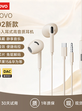 联想 YF02有线耳机半入耳式运动游戏K歌降噪type-c安卓苹果适用