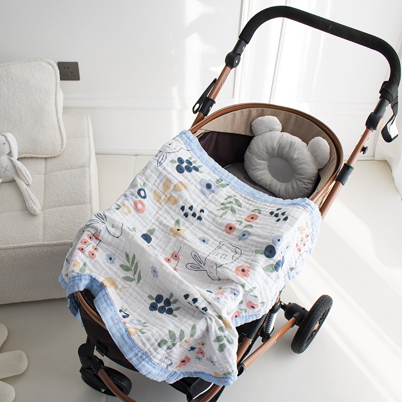 外出婴儿车毯子薄款夏季纱布毛巾被新生盖毯午睡宝宝夏凉被