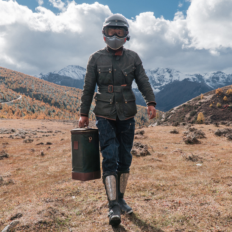 福禄车库冬季骑行服复古油蜡衣摩旅防风保暖凯旋摩托机车通勤外套
