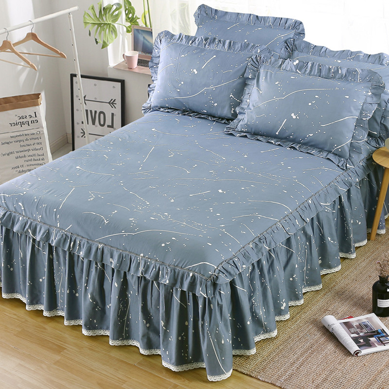 韩版床裙式床罩单件全棉防滑床垫保护套防尘罩1.8m床单三件套