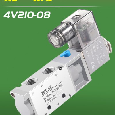 4V210-08气动220V电磁阀4V110-06控制4V310-10换向24气阀4V410-15