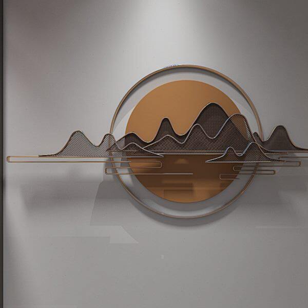 轻奢客厅沙发背景装饰挂件新中式餐厅卧室墙面金属壁挂饰现代极简