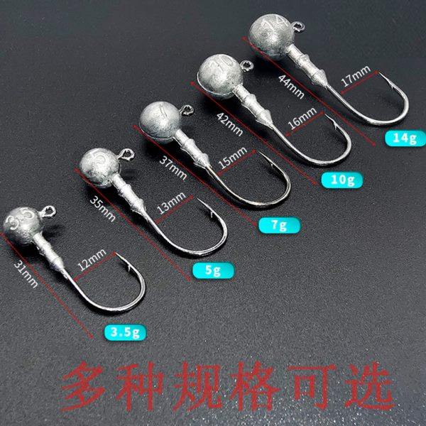 品森路亚加强版血槽铅头钩 防挂底铅头鱼钩鲈鱼鳜鱼T尾软饵曲柄钩