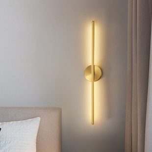 全铜壁灯轻奢2023新款 极简卧室床头创意长条过道客厅电视背景墙灯