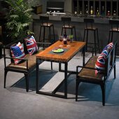 胡桃里工业风复古铁艺实木餐桌椅组合休闲酒吧咖啡厅餐厅洽谈桌椅