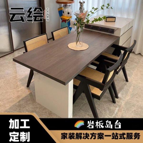 木纹岩板岛台餐桌一体家用可伸缩餐吧小户型多功能带抽屉隔断吧台,住宅家具,岛台餐桌,淘宝优惠券,粉丝福利购,淘宝优惠卷