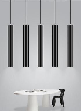 LED长筒吊线射灯简约现代酒店餐厅吧台前台时尚圆柱体黑色单头灯