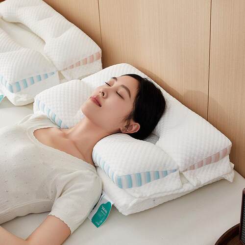 枕头侧睡护颈椎专用枕芯牵引睡觉睡眠助a类家用分区双层纤维矫正