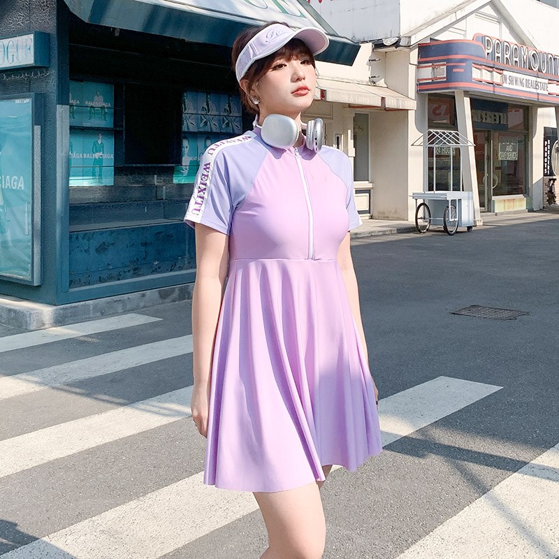 大码泳衣女连体孕妇保守显瘦遮肉遮肚微胖女孩200斤温泉度假泳装