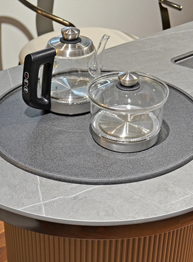 轻奢灰色岩板茶桌1.8米全自动茶壶一体式茶艺桌简约现代功夫茶台