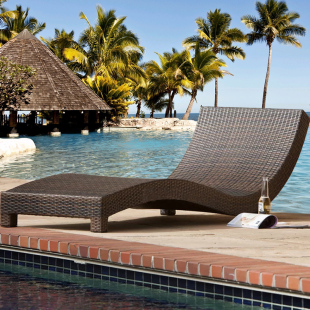 户外别墅泳池藤编躺床花园阳台午休睡椅室外露天水疗S型沙滩躺椅