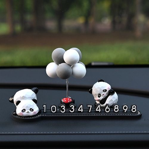 胖哒熊猫车载立体数字挪车电话牌汽车临时停车号码牌创意装饰摆件