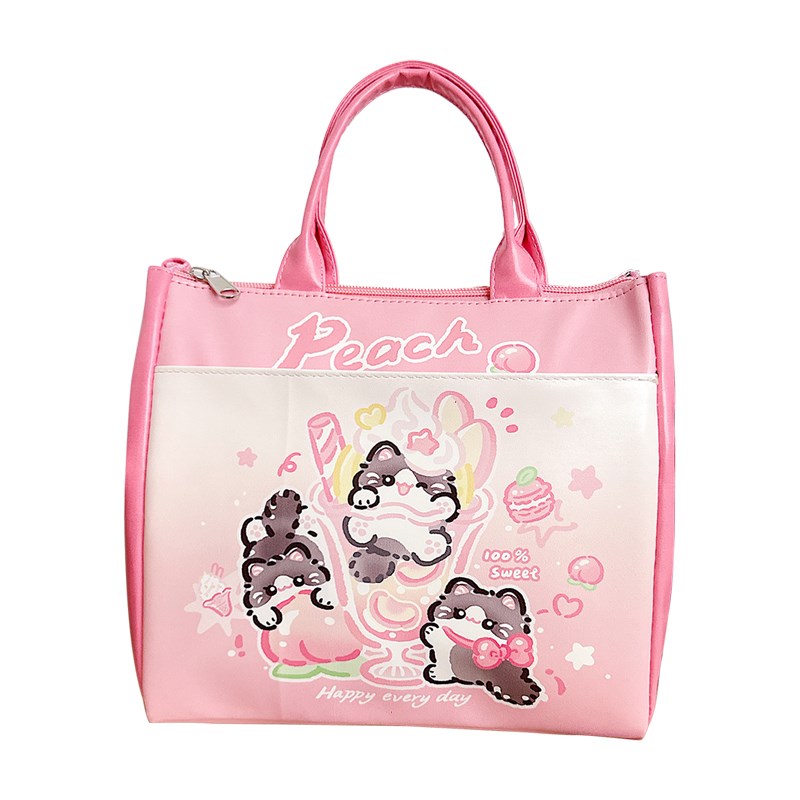 蜜桃小猫饭盒保i温袋便当包大容量手提学生餐包上班族新款便携