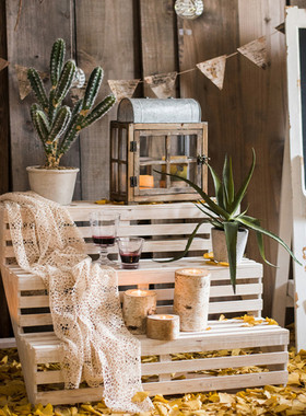 田园实木阶梯花架多层花台装饰陈列架家居阳台花园客厅多功能摆件