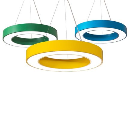 幼儿园led空心圆形吊灯圆圈办公吊线灯办公室学校教室彩色圆形灯
