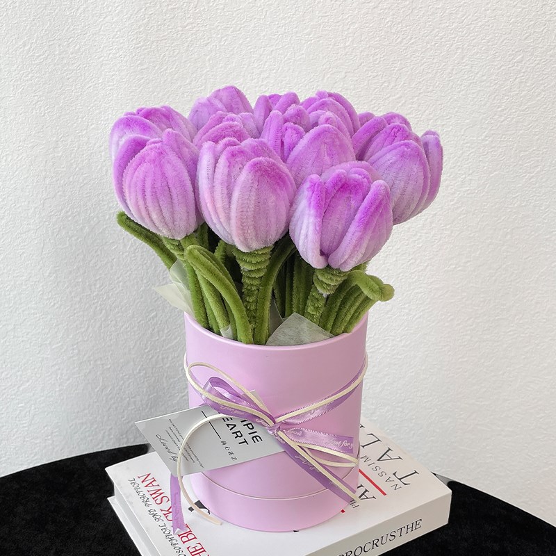 郁金香扭扭棒花束抱抱桶diy手工自制作材料情人母亲节送妈妈礼物