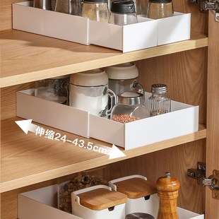 可伸缩收纳箱直角收纳箱桌面深柜收纳杂物抽屉隔间W收纳篮厨房柜