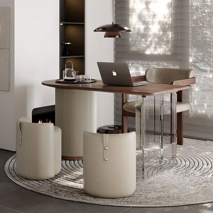 阳台茶桌书桌一体两用小茶台家用实木轻奢现代高级感自动上水小型