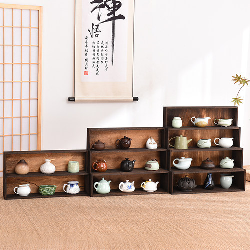 实木茶杯架博古架中式阶梯置物柜多宝阁摆件配件收纳架茶架展示柜