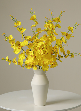 黄色跳舞兰仿真花高品质假花客厅餐桌电视柜摆设玄关装饰花艺摆件