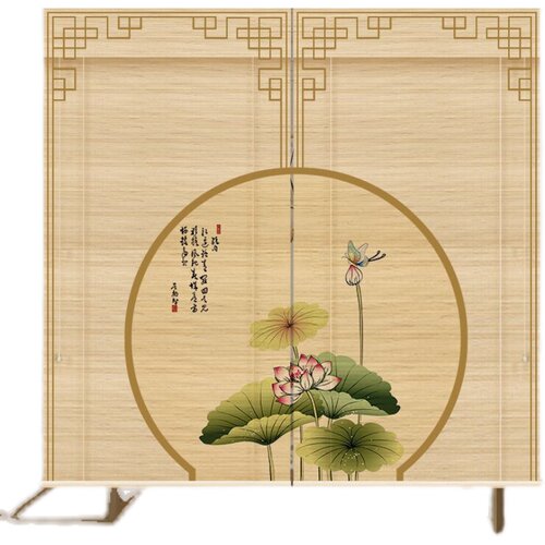 【可定制尺寸】花鸟定制竹帘茶室新中式卷帘隔断玄关装饰背景卷帘
