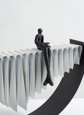 现代简约金属摆件创意阅读思考人物摆设样板间客厅玄关柜软装饰品