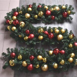 圣诞嘉蘭草聖誕節裝飾2.7m长绿色藤条金红装饰品藤条圣诞商场布置