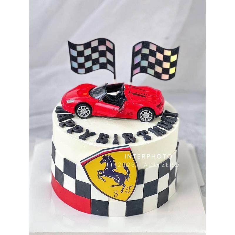 汽车蛋糕装饰红黑色跑车赛车敞篷车越野车摆件男神男士爸爸生日款