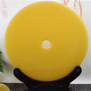 天然黄玉平安扣摆件客厅博古架玄关办公室装饰摆设乔迁开业礼品