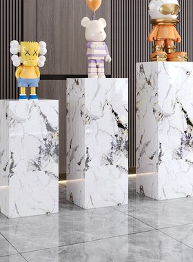 工艺品摆件台花架客展厅玄关酒店会所岩板装饰立柱大理石雕塑底座